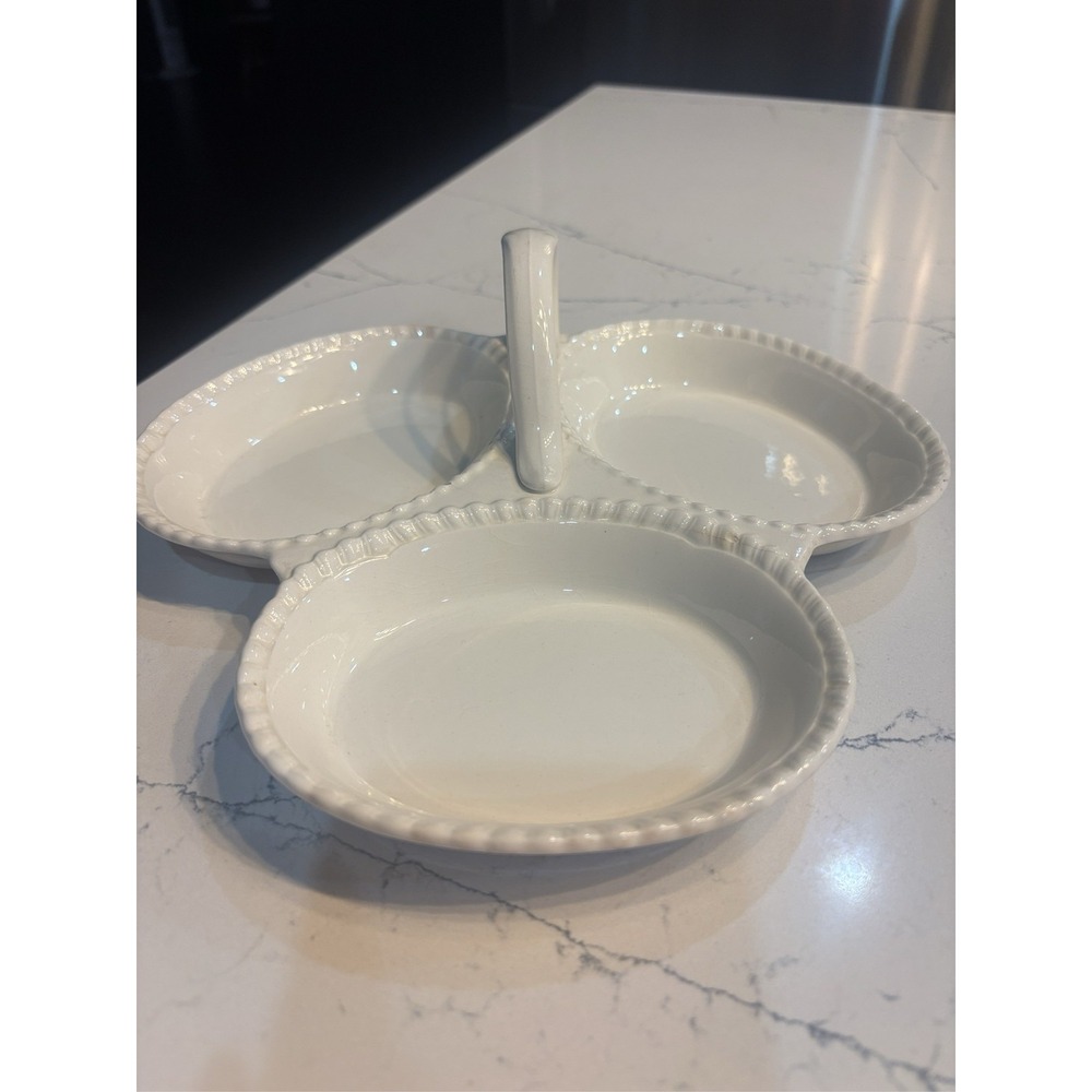 Spode Copeland White Relish Tray Divided Serving Dish with Center Handle
